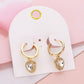 Heart Stone Dangle Huggie Hoop Earrings - Clear Gold - Earrings
