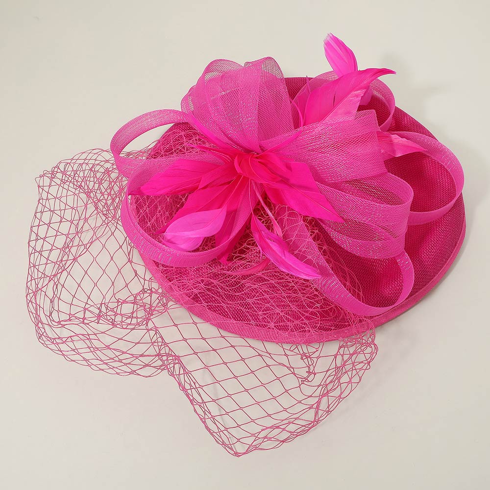 Madeline Love Hot Pink Elegant Floral Veil Fascinator Headband - Hair Accessories