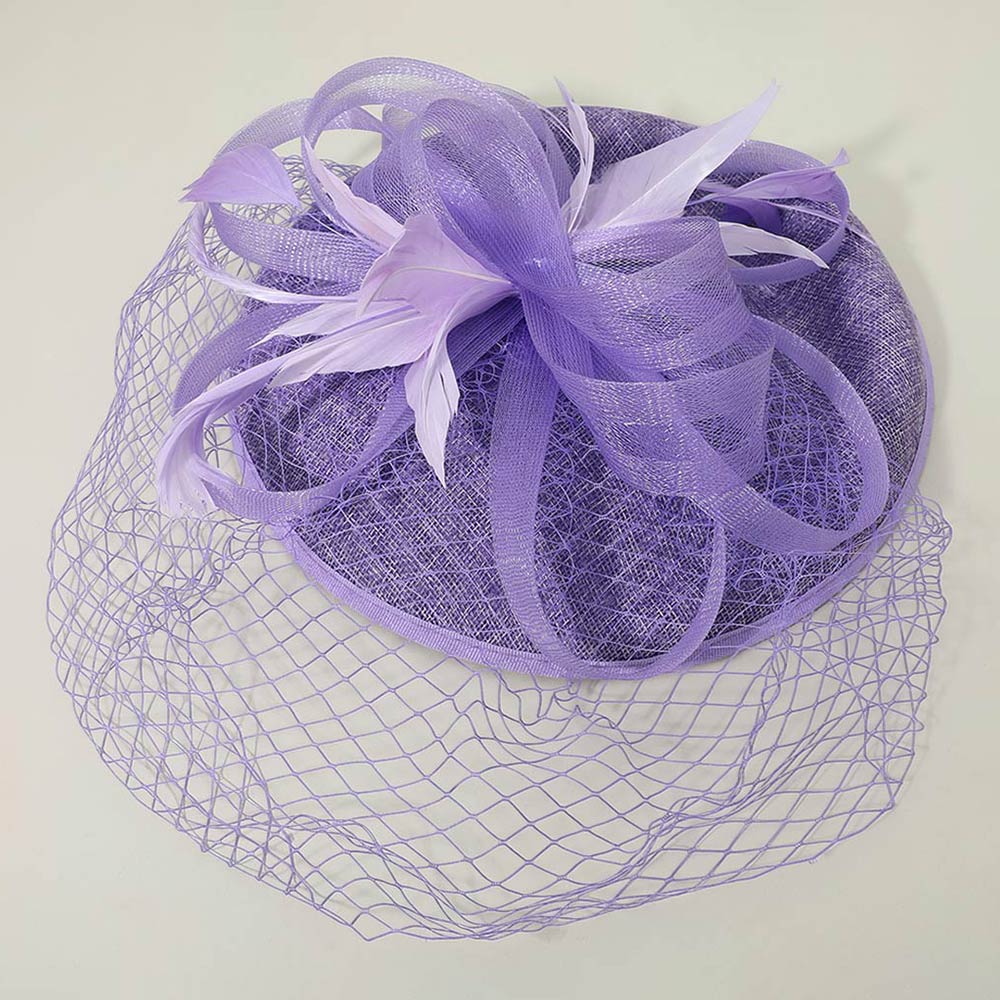 Madeline Love Lavender Elegant Floral Veil Fascinator Headband - Hair Accessories