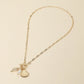 Madeline Love Gold Seashell Pearl Charm Toggle Paperclip Chain Necklace - Necklaces - desc
