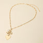Madeline Love Gold Heart Pearl Embellished Drop Charm Chain Necklace - Necklaces - desc