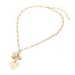 Madeline Love Gold Heart Pearl Embellished Drop Charm Chain Necklace - Necklaces - extra