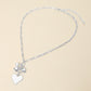 Madeline Love Rhodium Heart Pearl Embellished Drop Charm Chain Necklace - Necklaces - desc