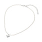 Madeline Love Cream, Rhodium Dainty Heart Pendant Pearl Beaded Chain Necklace - Necklaces - extra