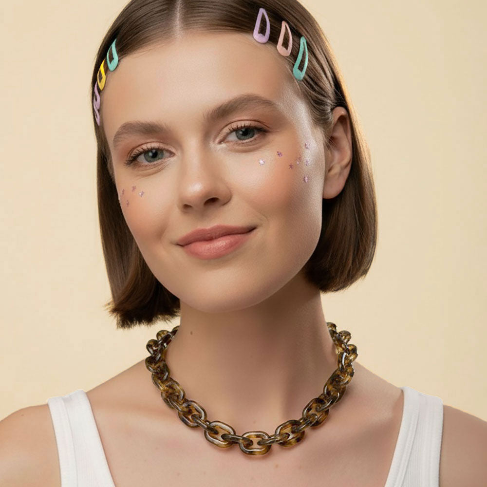 Madeline Love Brown Chunky Resin Chain Link Statement Necklace - Necklaces