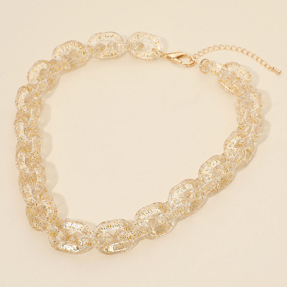 Madeline Love Gold Chunky Resin Chain Link Statement Necklace - Necklaces