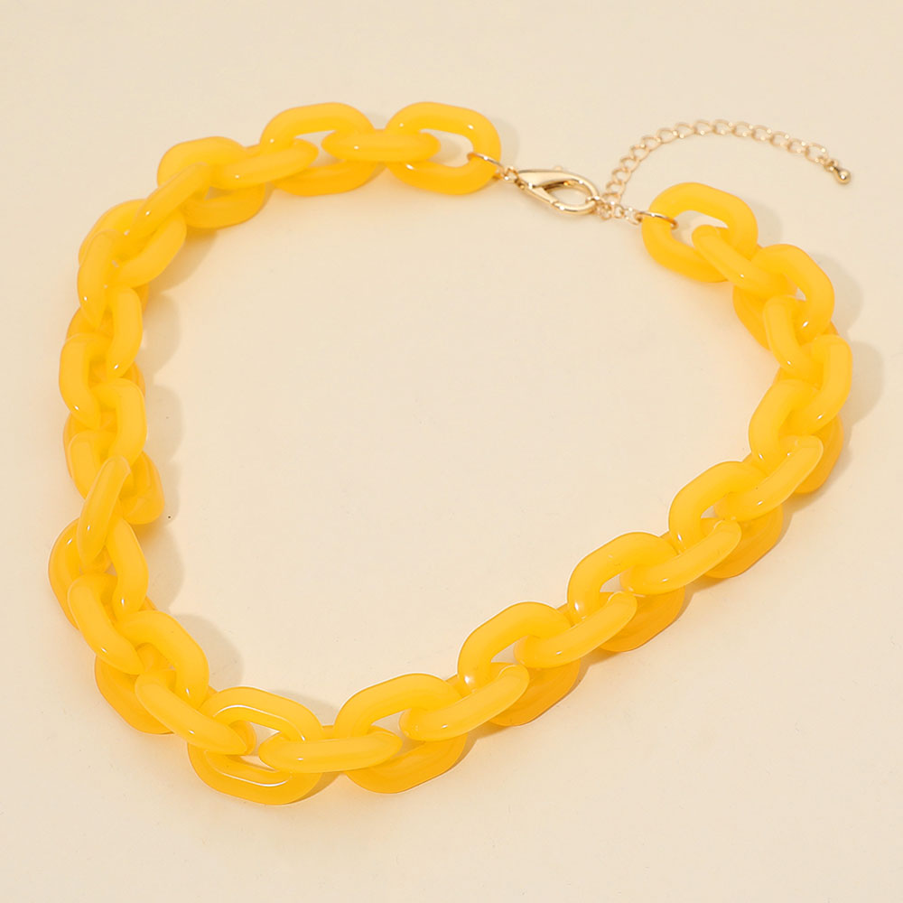 Madeline Love Yellow Chunky Resin Chain Link Statement Necklace - Necklaces