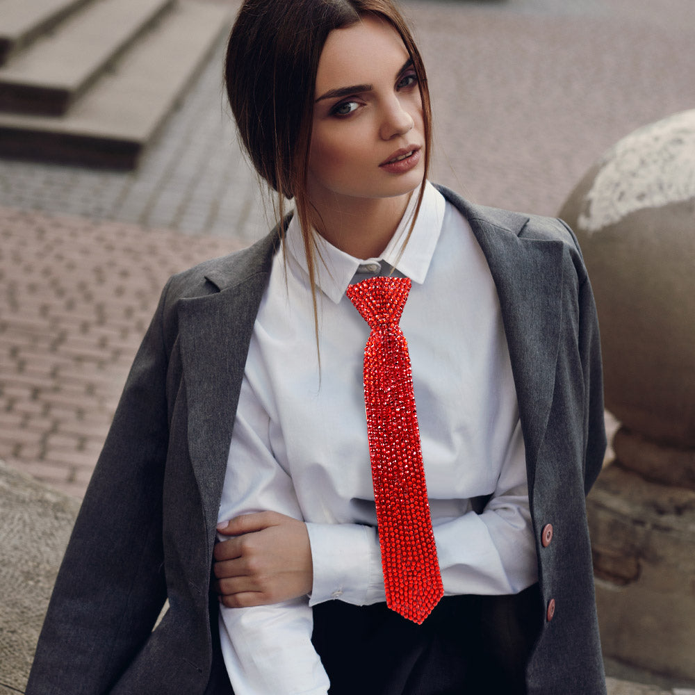 Madeline Love Red Bling Studded Statement Tie Necklace - Necklaces