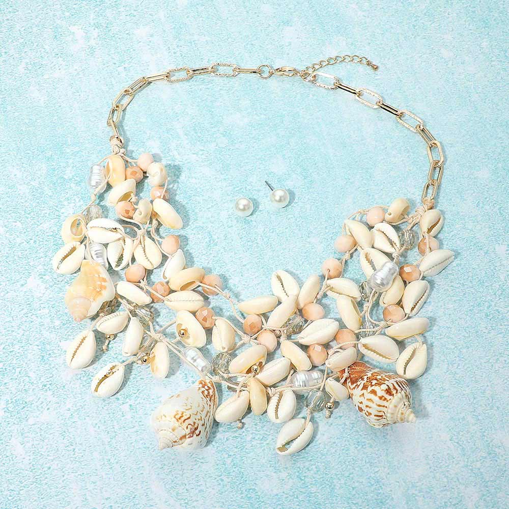 Madeline Love Ivory Bold Layered Shell Charm Statement Necklace - Necklaces