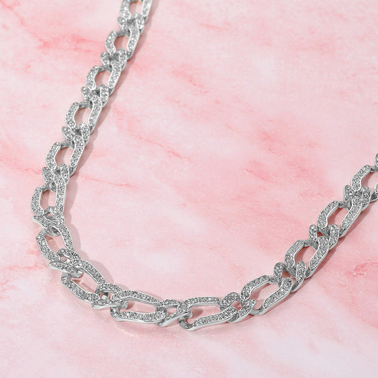 Madeline Love Clear, Rhodium Silver Dipped Stone Paved Chunky Chain Necklace