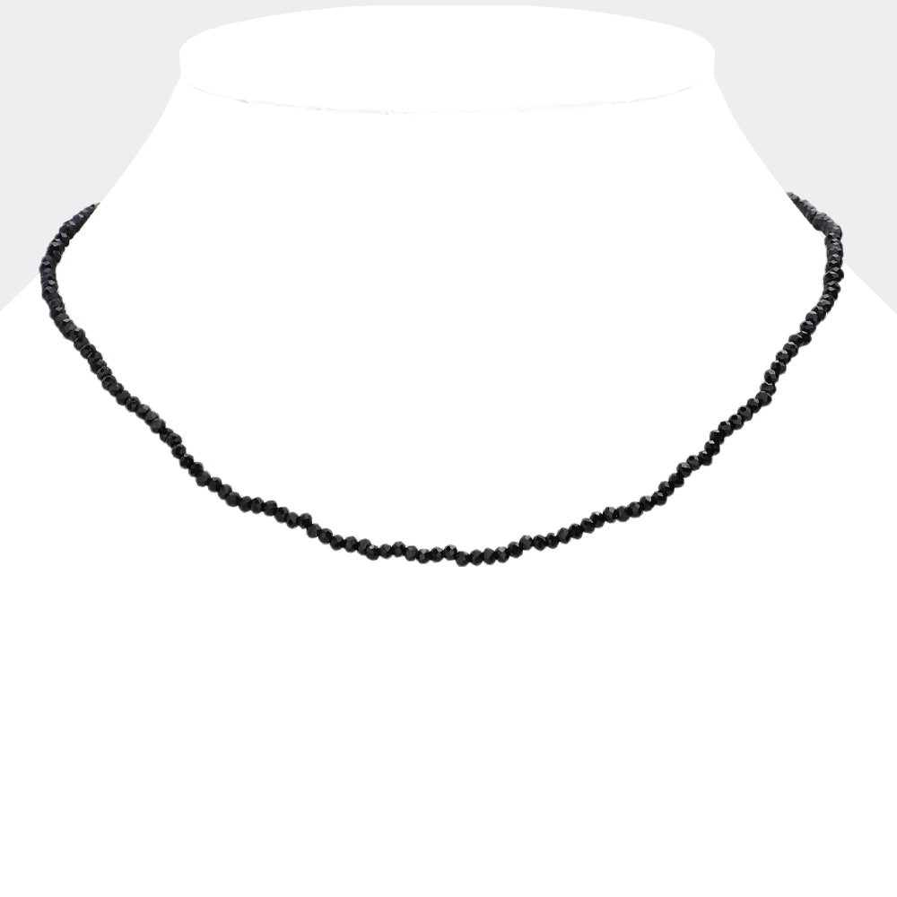 Madeline Love Black, Gold Faceted Beaded Necklace - Necklaces