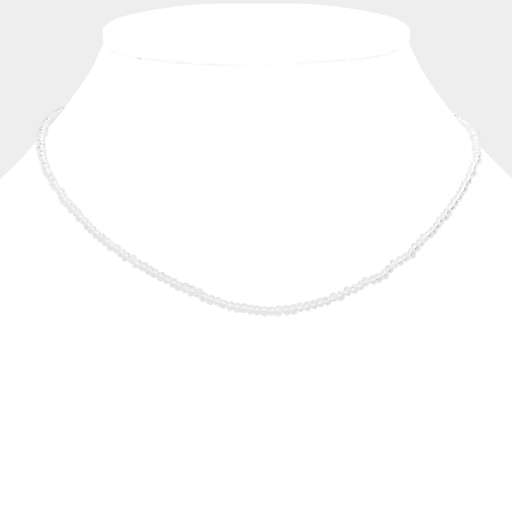 Madeline Love Clear, Gold Faceted Beaded Necklace - Necklaces