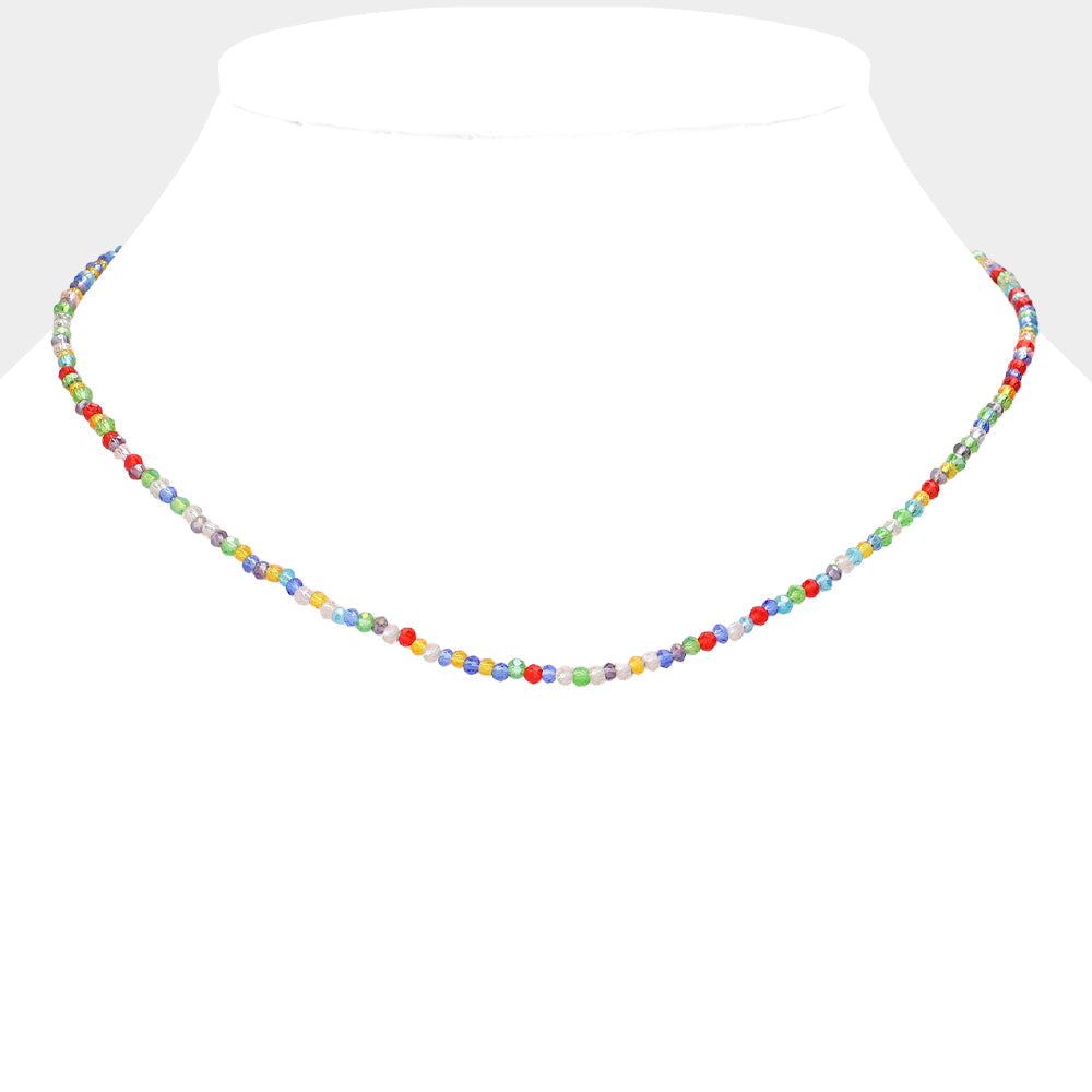 Madeline Love Gold, Multi Faceted Beaded Necklace - Necklaces
