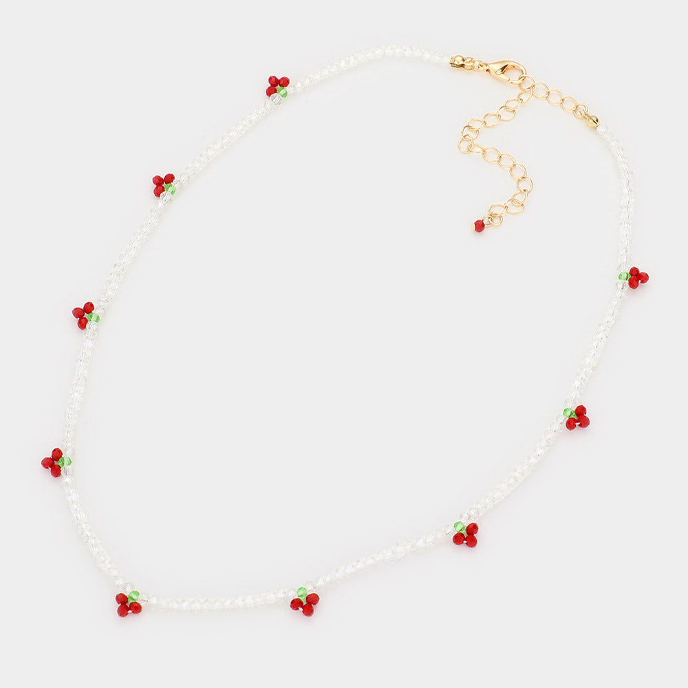 Madeline Love Red Faceted Beaded Necklace - Necklaces - desc