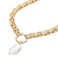 Madeline Love Cream, Gold Baroque Pearl Pearl Charm Pendant Chunky Link Chain Necklace - Necklaces - desc