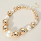 Cream Gold Chunky Metal Ball Beaded Necklace