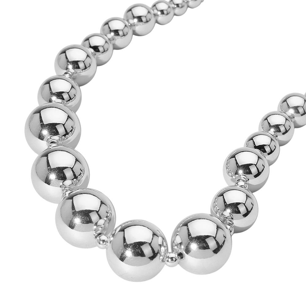 Rhodium Chunky Metal Ball Beaded Necklace