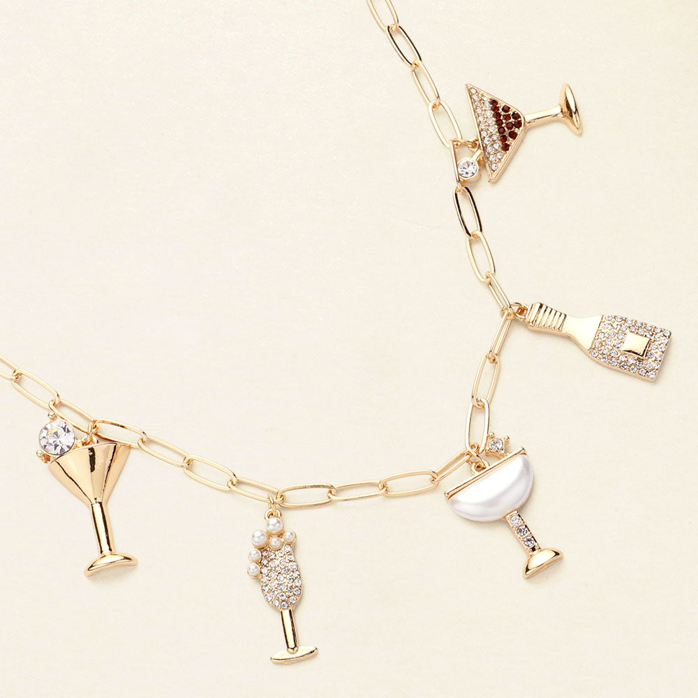 Madeline Love Clear, Gold Cocktail Hour Charm Station Necklace