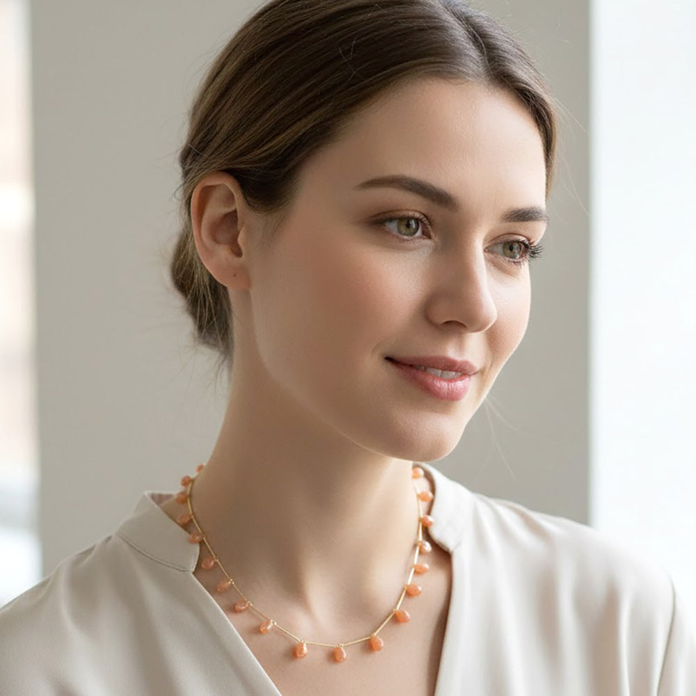 Madeline Love Rose Marbled Resin Beads Drop Station Necklace - Necklaces