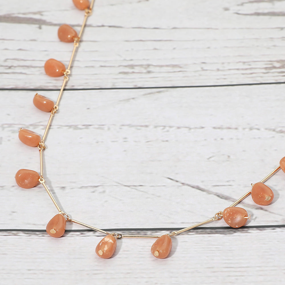 Madeline Love Rose Marbled Resin Beads Drop Station Necklace - Necklaces - desc