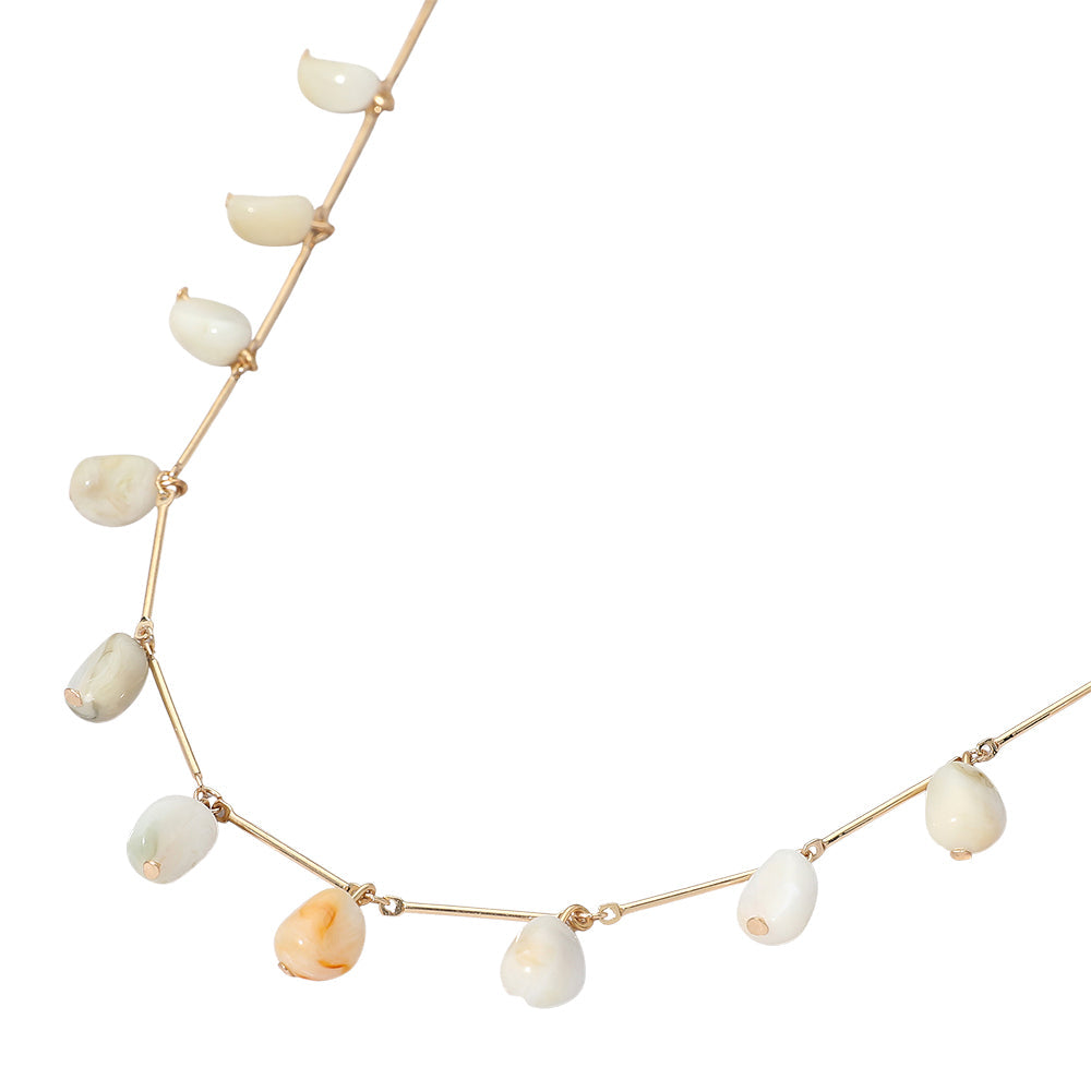 Madeline Love White Marbled Resin Beads Drop Station Necklace - Necklaces - desc