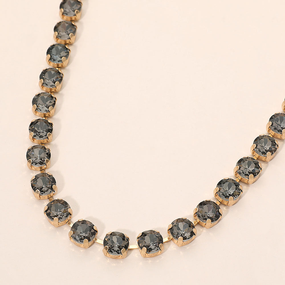 Madeline Love Black Diamond Round Stone Cluster Link Tennis Chain Necklace
