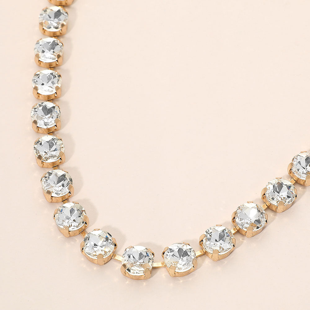 Madeline Love Clear Round Stone Cluster Link Tennis Chain Necklace