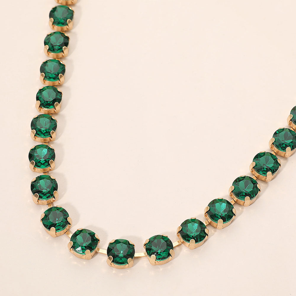 Madeline Love Green Round Stone Cluster Link Tennis Chain Necklace