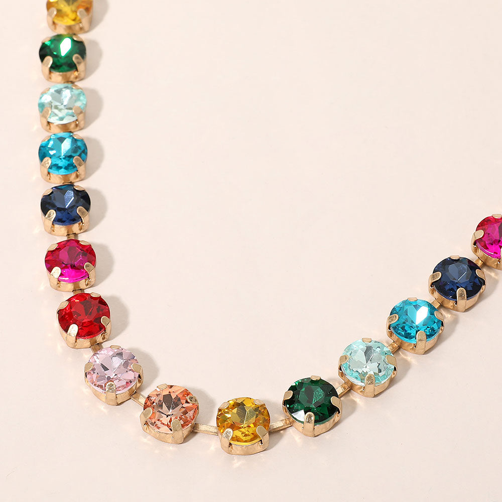 Madeline Love Multi Round Stone Cluster Link Tennis Chain Necklace