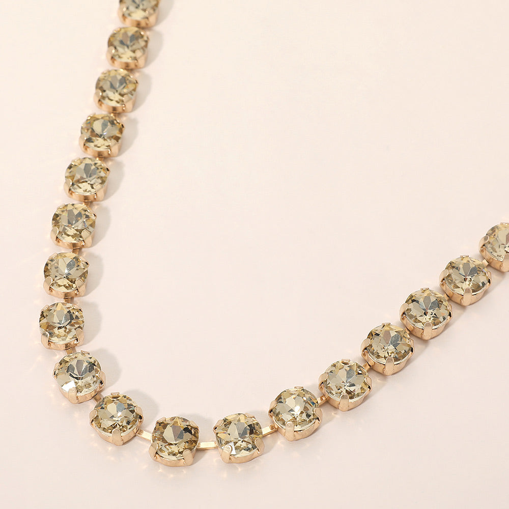 Madeline Love Topaz Round Stone Cluster Link Tennis Chain Necklace