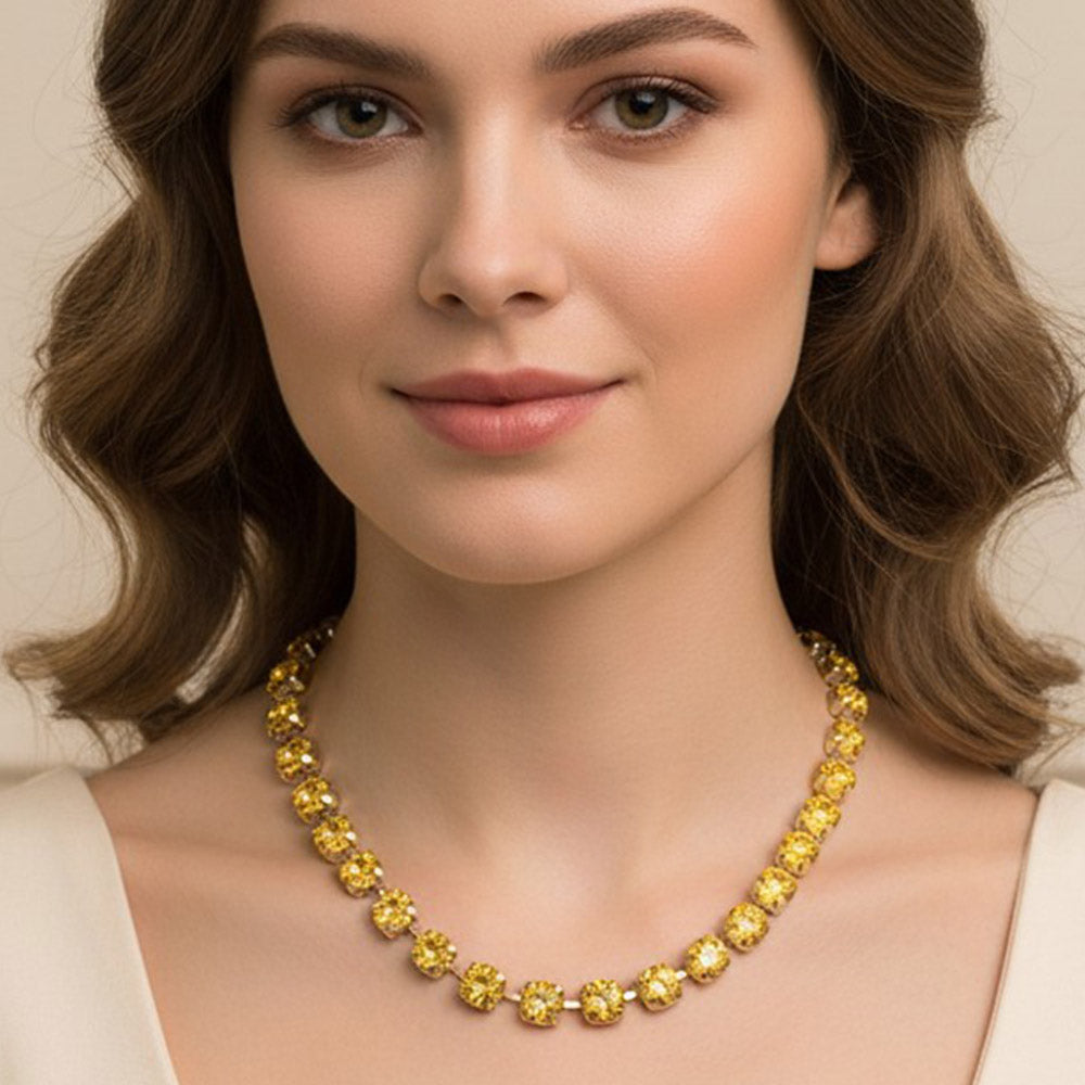 Madeline Love Yellow Round Stone Cluster Link Tennis Chain Necklace