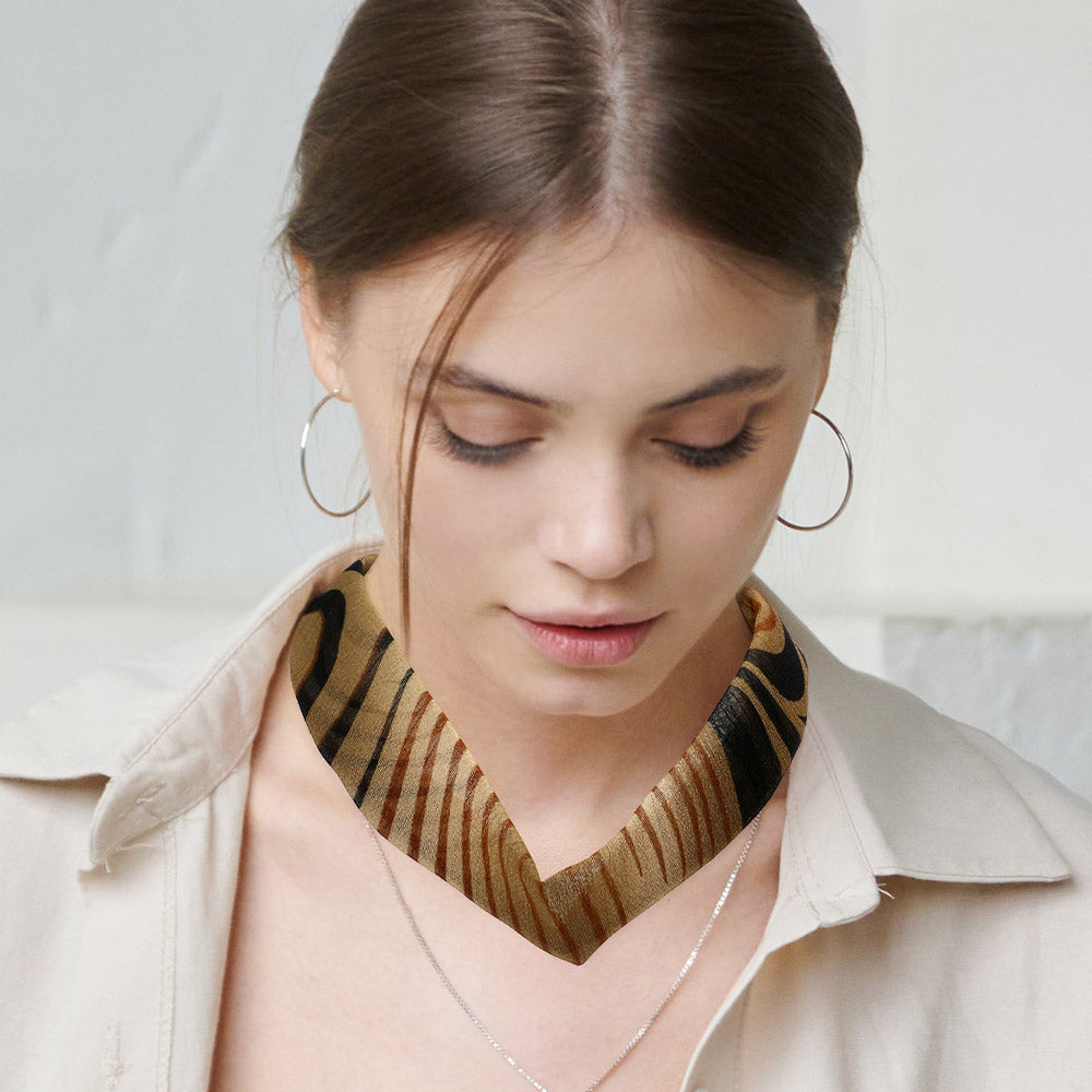 Madeline Love Brown Zebra Patterned Fabric Chiffon Necklace - Necklaces