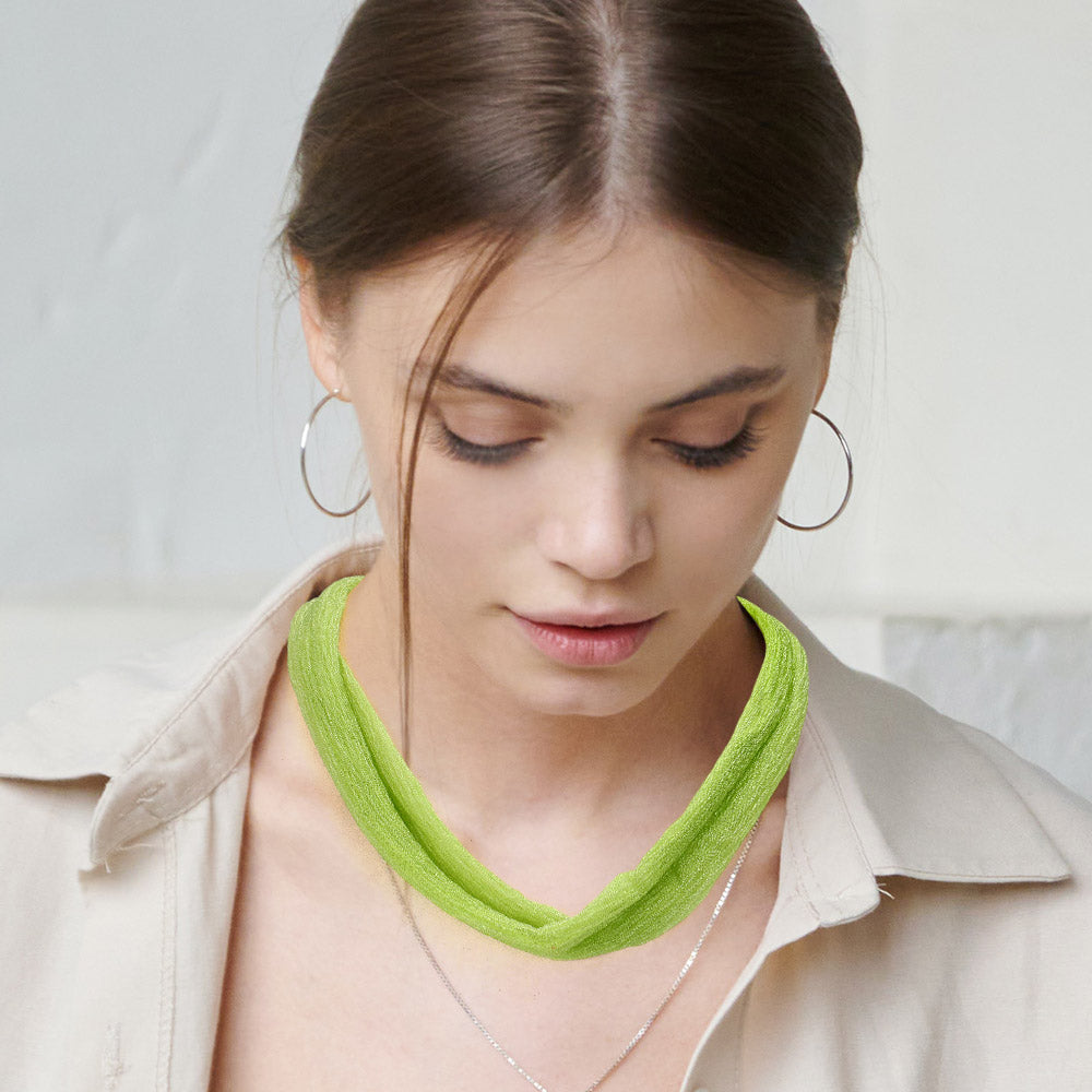 Madeline Love Green Shiny Fabric Chiffon Scarf Necklace - Necklaces