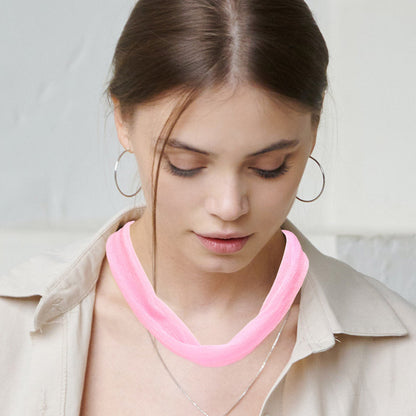 Madeline Love Pink Shiny Fabric Chiffon Scarf Necklace - Necklaces