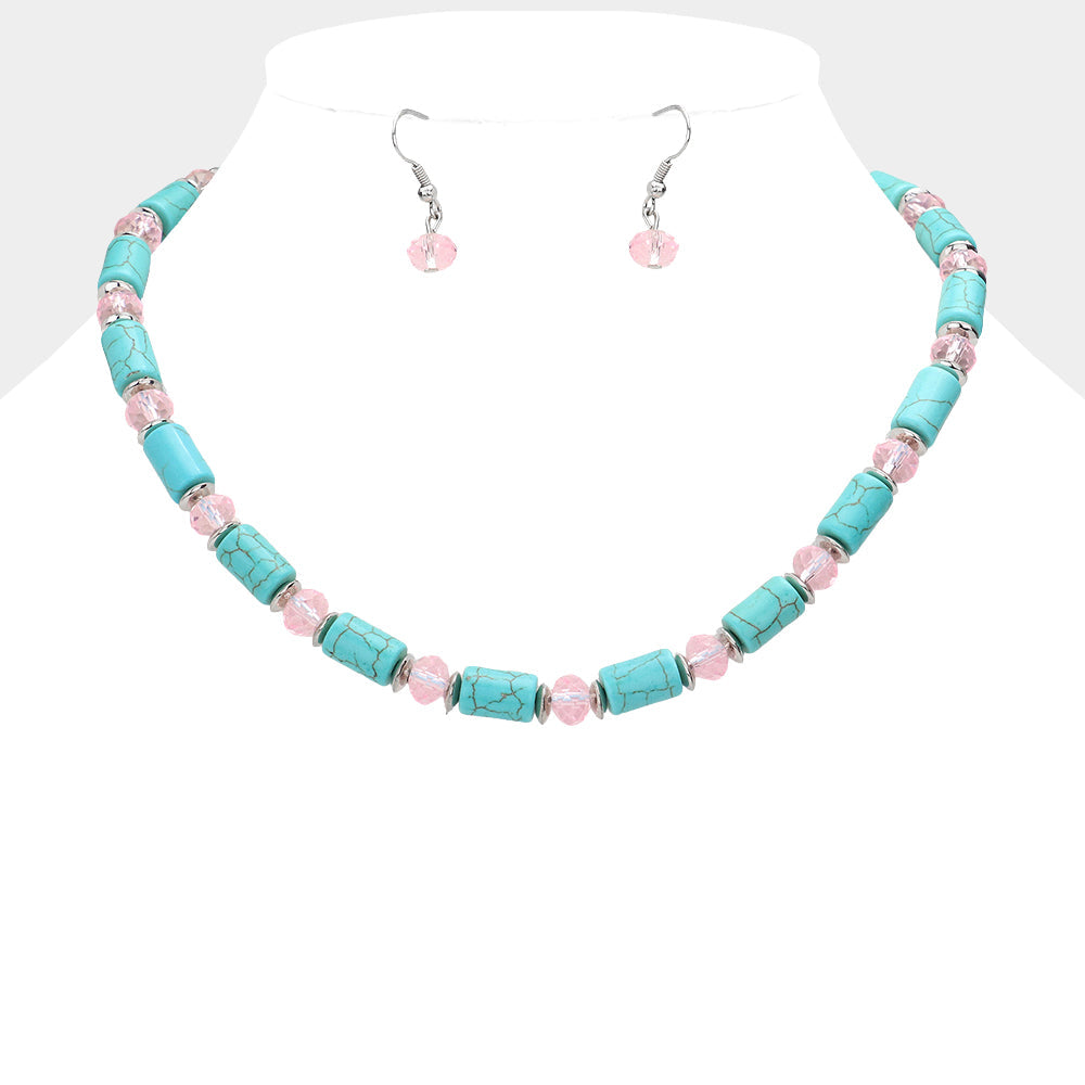 Madeline Love Lt Rose, Turquoise Natural Stone Necklace - Necklaces