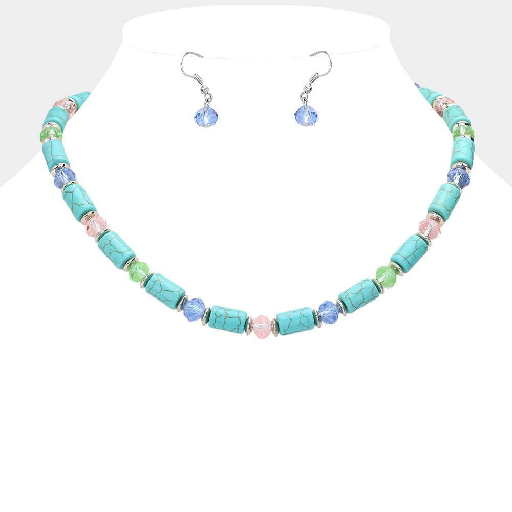Madeline Love Multi, Turquoise Natural Stone Necklace - Necklaces