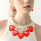Madeline Love Gold, Red Chunky Wooden Heart Charm Station Layered Chain Necklace - Necklaces