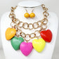 Madeline Love Multi Chunky Wooden Heart Charm Station Layered Chain Necklace - Necklaces - extra