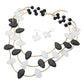 Madeline Love Black, Gold, White Resin Pebble Curved Bar Beaded Layered Statement Necklace - Necklaces - extra