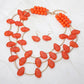 Madeline Love Gold, Orange Resin Pebble Curved Bar Beaded Layered Statement Necklace - Necklaces