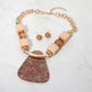 Madeline Love Brown, Gold Bold Geometric Resin Pendant Accent Statement Necklace - Necklaces