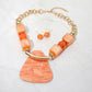 Madeline Love Gold, Orange Bold Geometric Resin Pendant Accent Statement Necklace - Necklaces