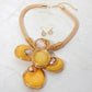 Madeline Love Gold, Yellow Oversized Wired Round Stone Petal Floral Pendant Accent Statement Necklace - Necklaces