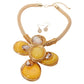 Madeline Love Gold, Yellow Oversized Wired Round Stone Petal Floral Pendant Accent Statement Necklace - Necklaces - desc