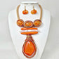 Madeline Love Gold, Orange Bold Abstract Resin Stone Pendant Accent Statement Necklace - Necklaces - extra