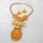 Madeline Love Gold, Yellow Bold Abstract Resin Stone Pendant Accent Statement Necklace - Necklaces