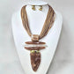 Madeline Love Brown, Gold Bold Abstract Marbled Resin Pendant Accent Multi Strand Cord Statement Necklace - Necklaces - extra