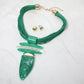 Madeline Love Gold, Green Bold Abstract Marbled Resin Pendant Accent Multi Strand Cord Statement Necklace - Necklaces