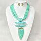 Madeline Love Gold, Mint Bold Abstract Marbled Resin Pendant Accent Multi Strand Cord Statement Necklace - Necklaces - extra