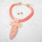 Madeline Love Gold, Pink Bold Abstract Marbled Resin Pendant Accent Multi Strand Cord Statement Necklace - Necklaces